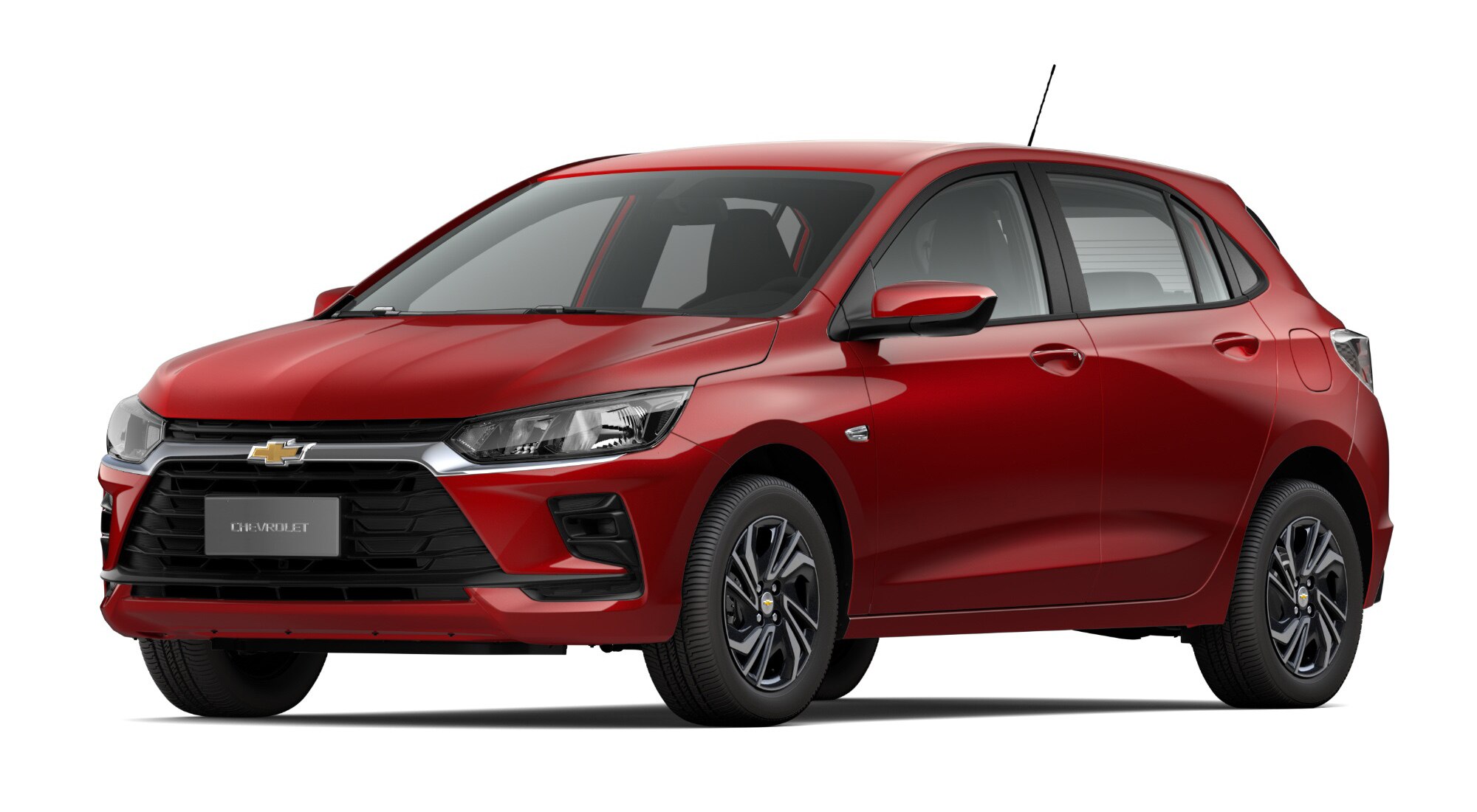 Carro Onix 2027 - Modelo Turbo AT e AT Eco na cor Vermelho Scarlet